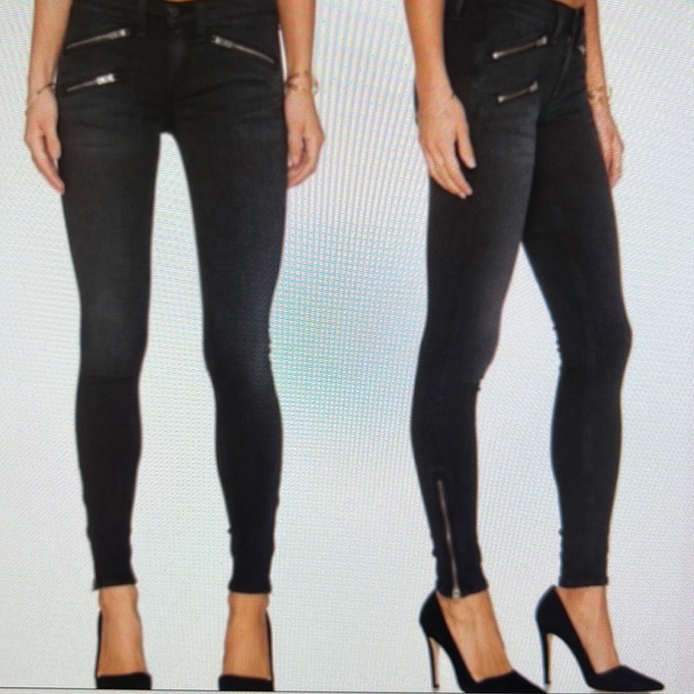 Rag & Bone - Zipper Skinny Black Coated Ankle Jeans